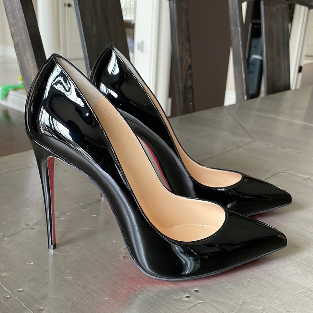 christian louboutin pigalle follies 100mm classic black patent stiletto sz 41